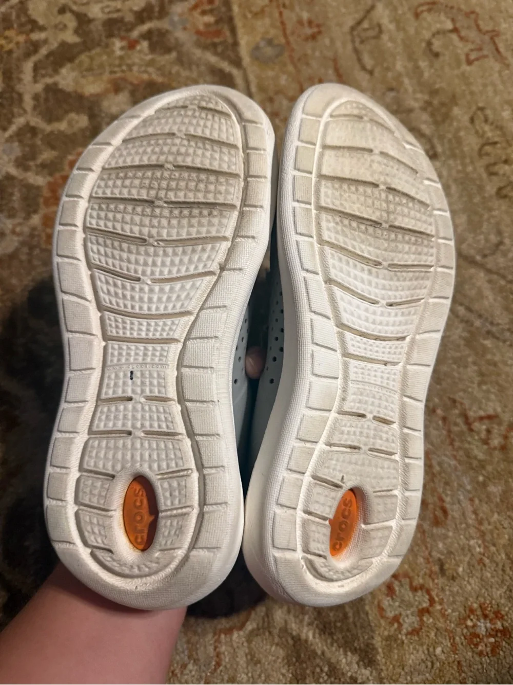 Crocs men size 4 women size 6 Lightweight Gray & Orange Casual Sneakers